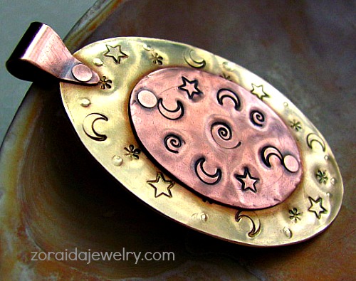 Spirals, stars and moons on brass and copper